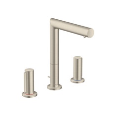 Immagine di Axor UNO rubinetteria 3 fori lavabo 200, con maniglia zero e set di scarico pop-up, finitura nichel spazzolato 45133820