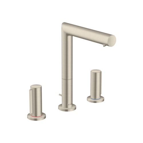 Immagine di Axor UNO rubinetteria 3 fori lavabo 200, con maniglia zero e set di scarico pop-up, finitura nichel spazzolato 45133820