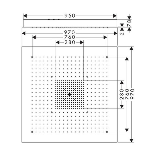 Immagine di Axor SHOWERSOLUTIONS ShowerHeaven 970/970, 3 jet, senza illuminazione, finitura acciaio optic 10621800