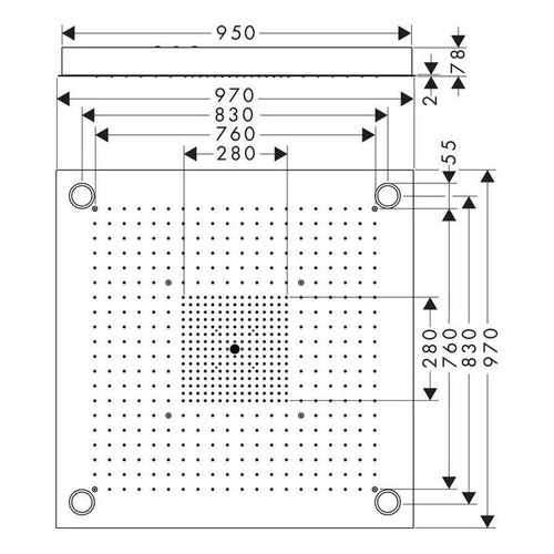 Immagine di Axor SHOWERSOLUTIONS ShowerHeaven 970/970, 3 jet, con illuminazione, finitura acciaio optic 10623800