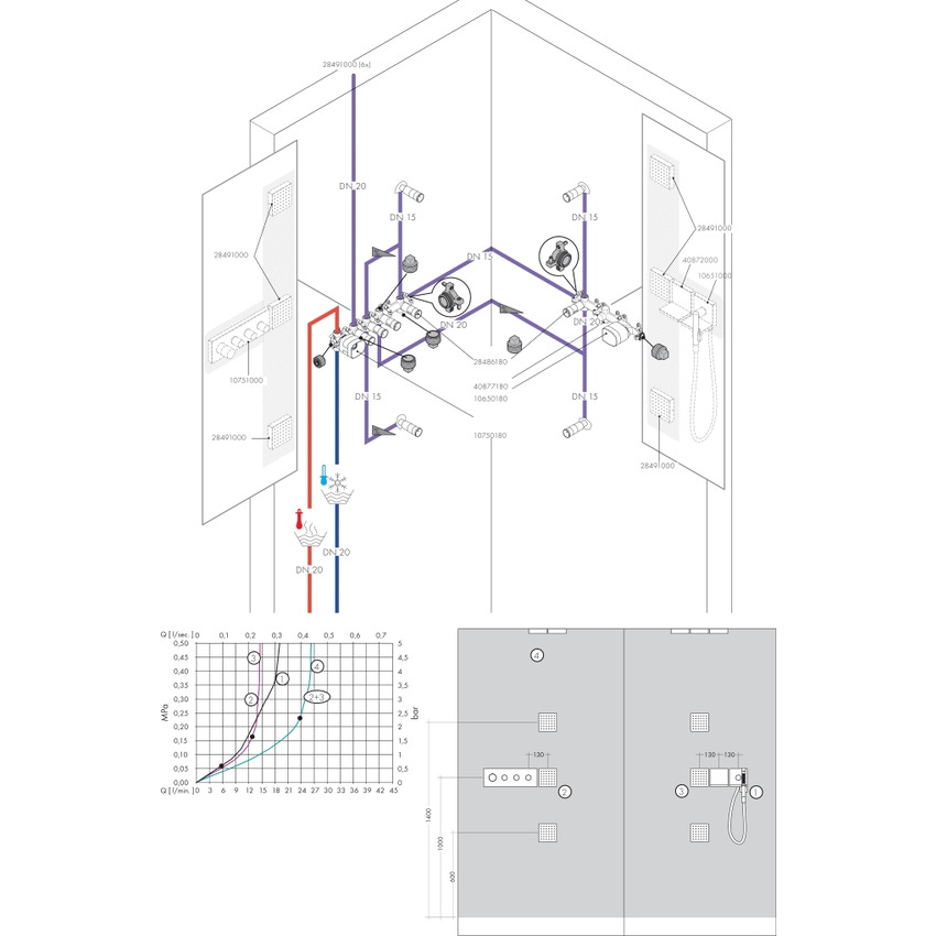 Immagine di Axor SHOWERSOLUTIONS set esterno modulo doccetta 120/120, Square, finitura cromo 10651000