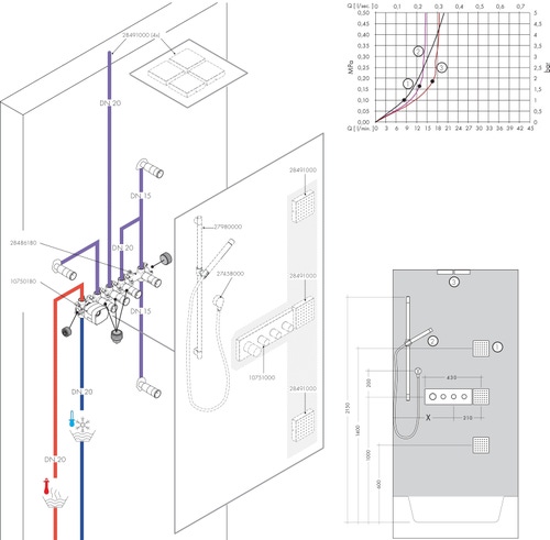 Immagine di Axor SHOWERSOLUTIONS modulo termostatico 360/120, ad incasso, per 3 utenze, Square, finitura cromo 10751000