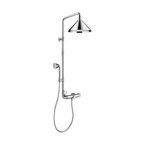 Immagine di Axor SHOWERS Front showerpipe con miscelatore termostatico e soffione doccia 240, 2 jet, finitura cromo 26020000