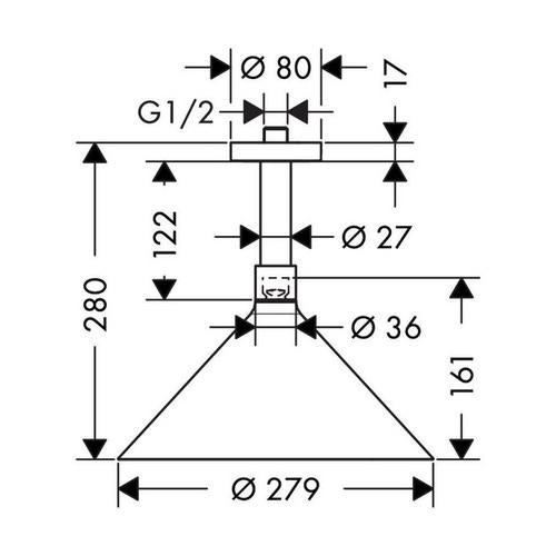 Immagine di Axor SHOWERS Front soffione doccia 240, 2 jet, con fissaggio a soffitto, finitura cromo 26022000