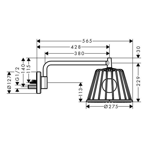 Immagine di Axor LAMPSHOWER Nendo lampshower 275, 1 jet, con braccio doccia, finitura cromo 26031000