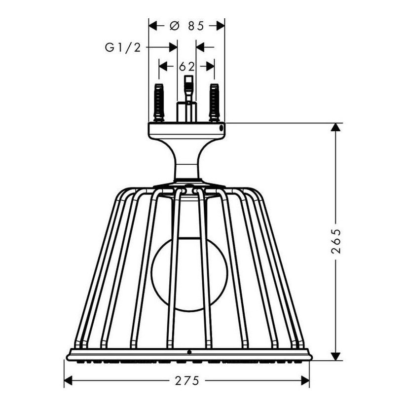 Axor 26032000 LAMPSHOWER Nendo lampshower 275, 1 jet, con fissaggio a  soffitto, finitura cromo