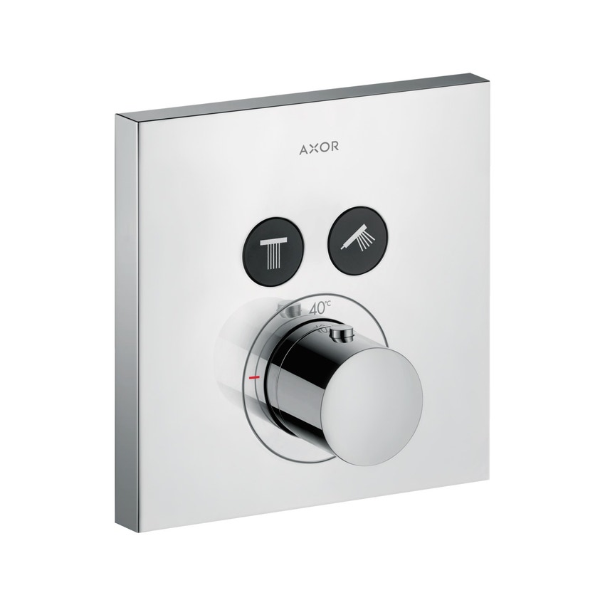 Immagine di Axor SHOWERSELECT miscelatore termostatico, ad incasso, Square, per 2 utenze, finitura cromo 36715000