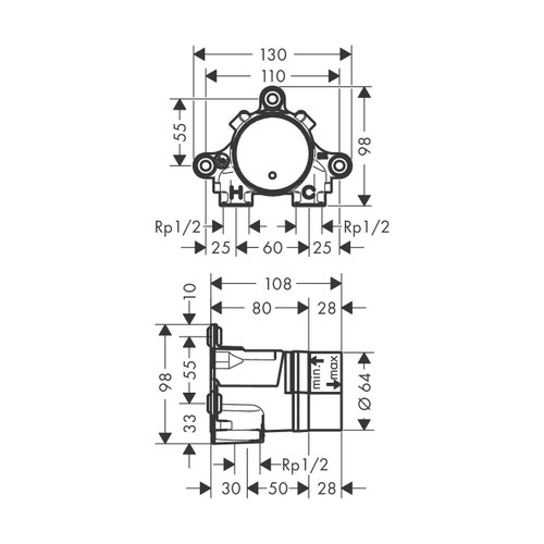 Immagine di Axor Corpo incasso per miscelatore lavabo ad incasso a parete Select 13625180