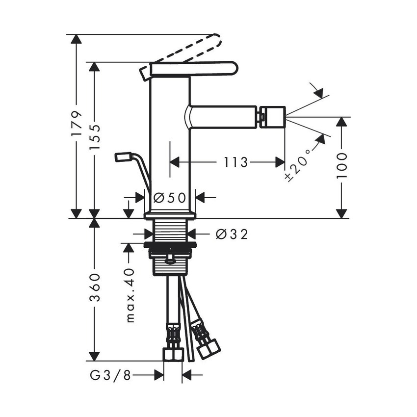 Immagine di Axor ONE miscelatore monocomando bidet, con salterello, finitura cromo 48210000