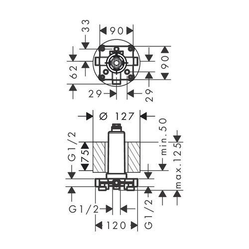 Immagine di Axor Corpo incasso per soffione doccia con fissaggio a soffitto 26434180