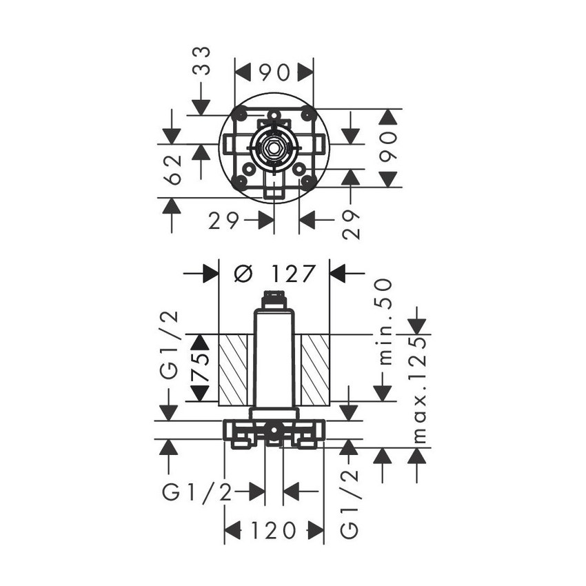 Immagine di Axor Corpo incasso per soffione doccia con fissaggio a soffitto 26434180