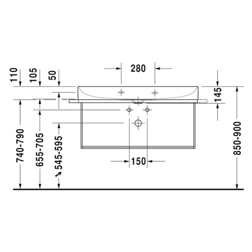 Immagine di Duravit DURASQUARE sostegno metallico a sospeso, 106.5 cm, finitura cromo 0031041000