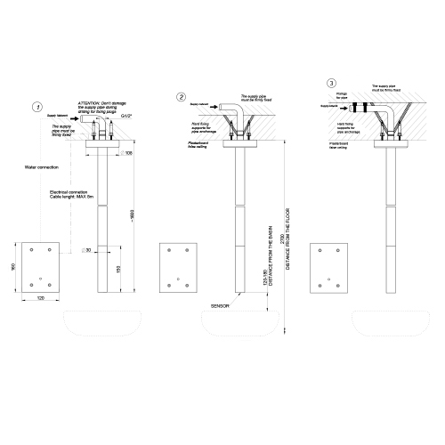 Immagine di Gessi INGRANAGGIO rubinetto elettronico da soffitto, con regolazione di temperatura e portata tramite rubinetto sottolavabo, finitura cromo 30654#031