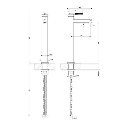 Immagine di Gessi INGRANAGGIO miscelatore lavabo H.33 cm, senza scarico, con flessibili di collegamento, finitura cromo 63504#031