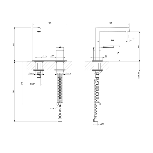 Immagine di Gessi INGRANAGGIO miscelatore lavabo H.16 cm, senza scarico, con flessibili di collegamento, finitura cromo 63515#031