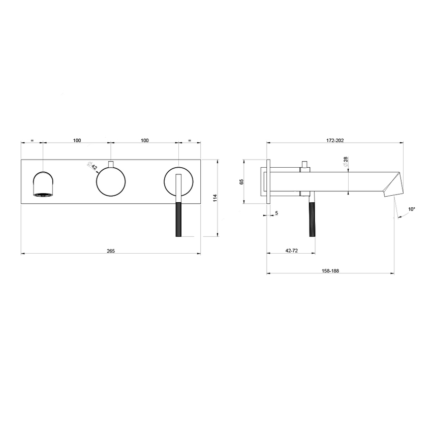 Immagine di Gessi INGRANAGGIO miscelatore vasca a parete, 2 vie, finitura cromo 63451#031