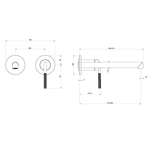 Immagine di Gessi INGRANAGGIO miscelatore lavabo, a parete, P.21 cm, senza scarico e senza corpo incasso, finitura cromo 63583#031