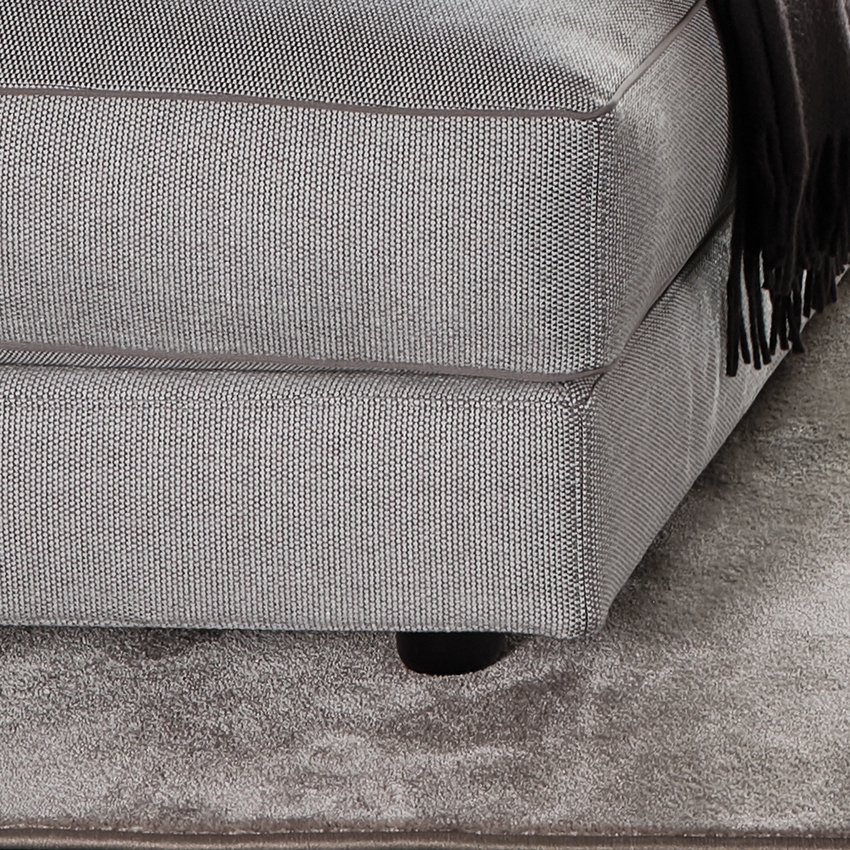 Immagine di Mussi SINFONIA divano composizione angolare L.448 cm, elemento centrale con tavolino in marmo, finitura E tessuto colore grigio e bianco SIN001