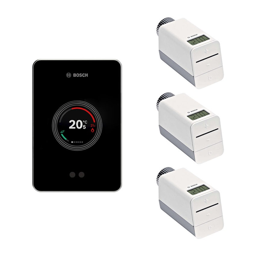 Immagine di Bosch Set EasyControl CT 200 Nero con 3 teste termostatiche intelligenti ETRV 7736701394