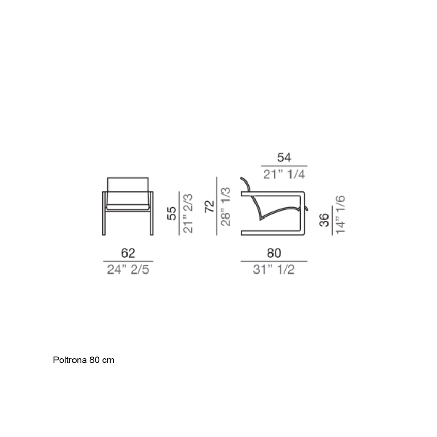 Immagine di Mussi PALCO poltrona L.62 cm P.80 cm in legno massello di mogano, rivestita in pelle colore bianco P62-LEATHER#W