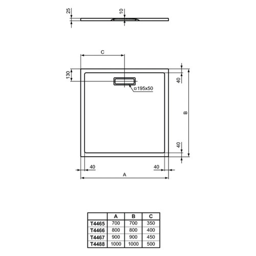 Immagine di Ideal Standard ULTRAFLAT NEW piatto doccia quadrato 80 cm, in acrilico, colore bianco seta finitura opaco T4466V1