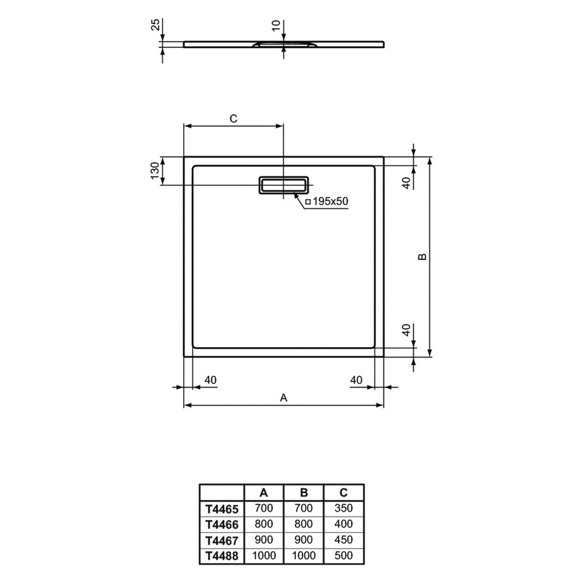 Immagine di Ideal Standard ULTRAFLAT NEW piatto doccia quadrato 80 cm, in acrilico, colore bianco seta finitura opaco T4466V1