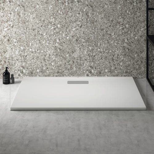 Immagine di Ideal Standard ULTRAFLAT NEW piatto doccia rettangolare L.120 P.70 cm, in acrilico, colore bianco seta finitura opaco T4476V1