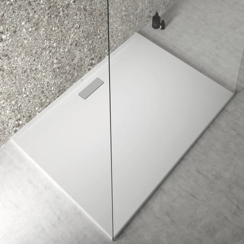 Immagine di Ideal Standard ULTRAFLAT NEW piatto doccia rettangolare L.140 P.100 cm, in acrilico, colore bianco seta finitura opaco T4490V1