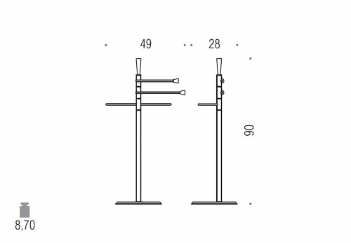 Immagine di Colombo Design ISOLE piantana con 3 porta salvietta, finitura cromo B9403NCR