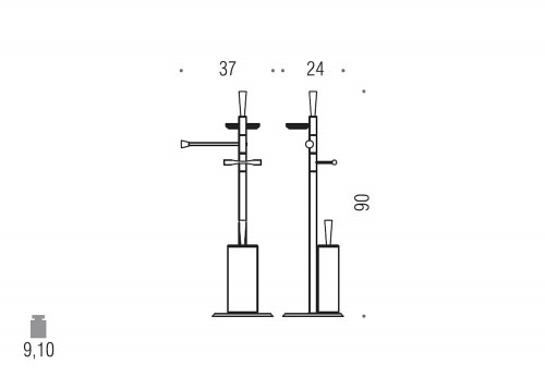 Immagine di Colombo Design ISOLE piantana con porta salvietta, porta sapone, porta rotolo e porta scopino in ottone, finitura cromo B9413NCR