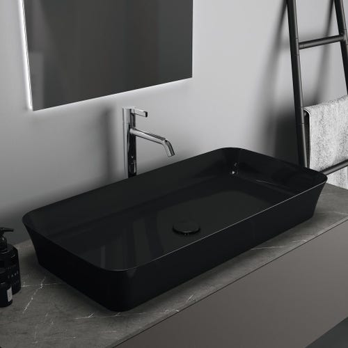 Immagine di Ideal Standard IPALYSS lavabo da appoggio 80 cm, senza troppopieno, con piletta, colore nero E1391V2