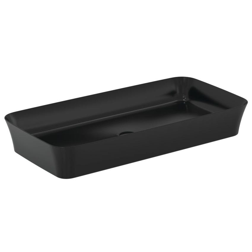 Immagine di Ideal Standard IPALYSS lavabo da appoggio 80 cm, senza troppopieno, con piletta, colore nero finitura opaco E1391V3