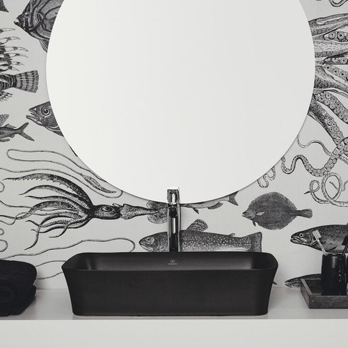 Immagine di Ideal Standard IPALYSS lavabo da appoggio 80 cm, senza troppopieno, con piletta, colore nero finitura opaco E1391V3