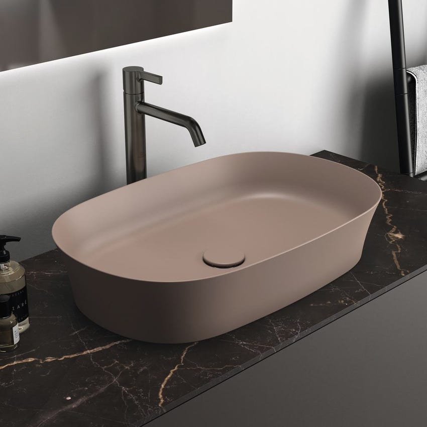Immagine di Ideal Standard IPALYSS lavabo da appoggio 60 cm, senza troppopieno, con piletta, colore kashmir finitura opaco E1396V4