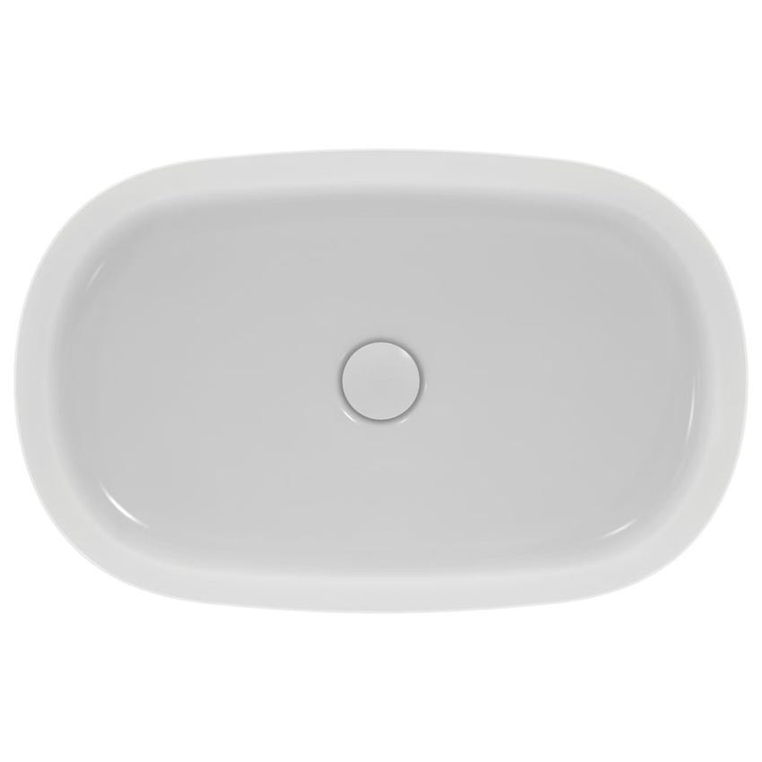 Immagine di Ideal Standard IPALYSS lavabo da appoggio 60 cm, senza troppopieno, con piletta, colore bianco finitura oapco E1396V1