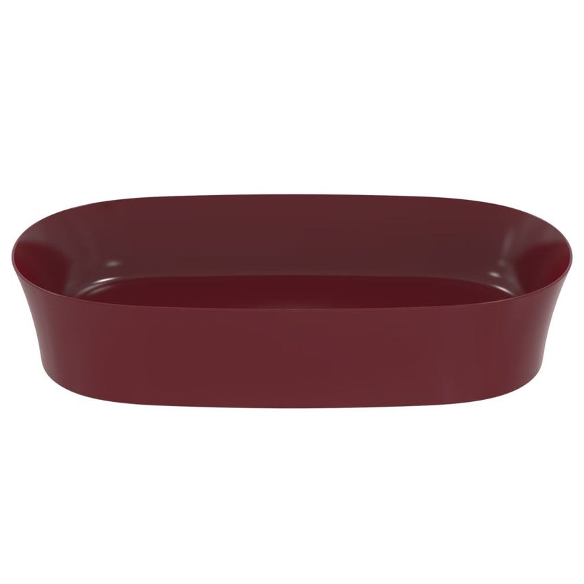 Immagine di Ideal Standard IPALYSS lavabo da appoggio 60 cm, senza troppopieno, con piletta, colore melograno finitura opaco E1396V6