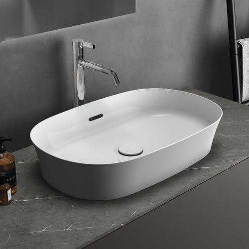 Immagine di Ideal Standard IPALYSS lavabo da appoggio 60 cm, con troppopieno, colore bianco finitura lucido E139701