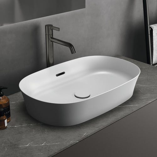 Immagine di Ideal Standard IPALYSS lavabo da appoggio 60 cm, con troppopieno, colore bianco seta finitura opaco E1397V1