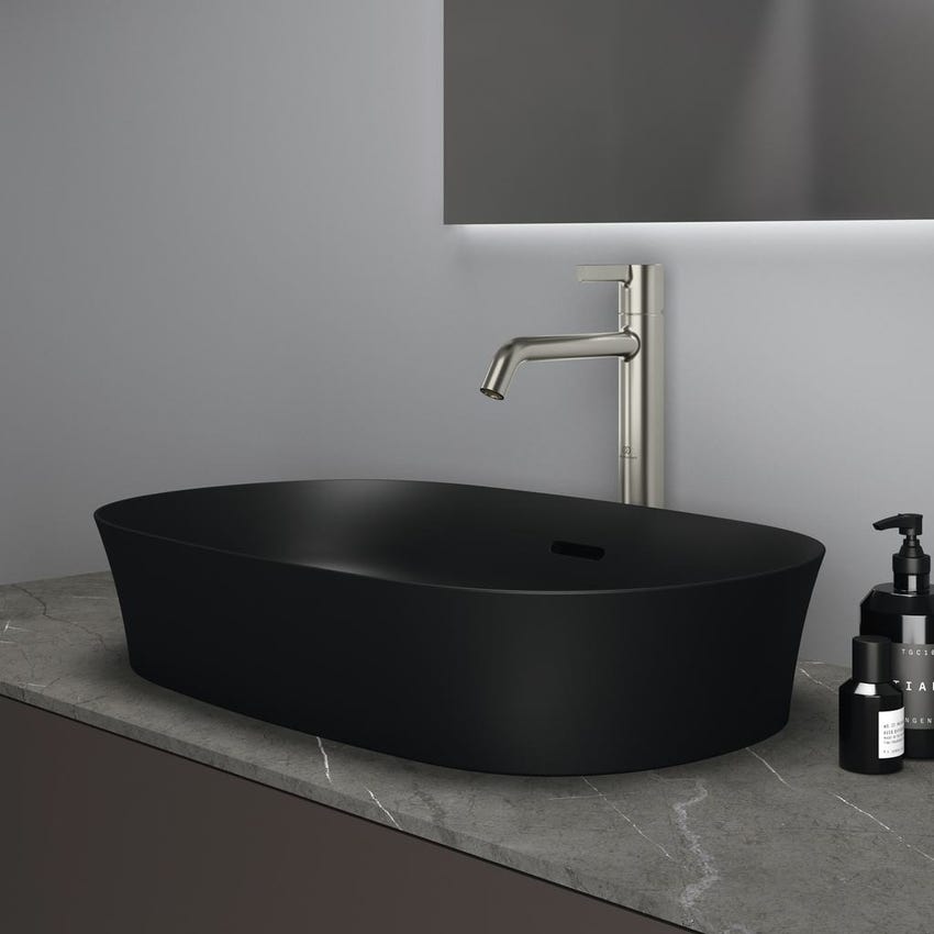 Immagine di Ideal Standard IPALYSS lavabo da appoggio 60 cm, con troppopieno, colore nero finitura opaco E1397V3