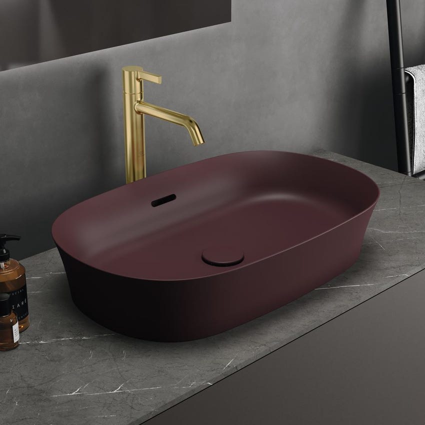 Immagine di Ideal Standard IPALYSS lavabo da appoggio 60 cm, con troppopieno, colore melograno finitura opaco E1397V6