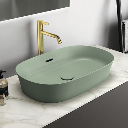 Immagine di Ideal Standard IPALYSS lavabo da appoggio 60 cm, con troppopieno, colore salvia finitura opaco E1397X9