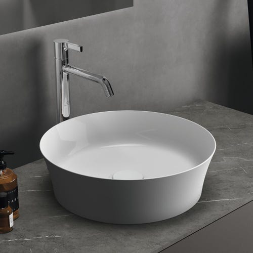 Immagine di Ideal Standard IPALYSS lavabo da appoggio 40 cm, senza troppopieno, senza piletta, colore bianco finitura lucido E139801