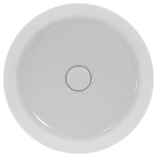 Immagine di Ideal Standard IPALYSS lavabo da appoggio 40 cm, senza troppopieno, con piletta, colore bianco seta finitura opaco E1398V1