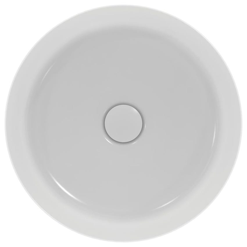 Immagine di Ideal Standard IPALYSS lavabo da appoggio 40 cm, senza troppopieno, con piletta, colore bianco seta finitura opaco E1398V1