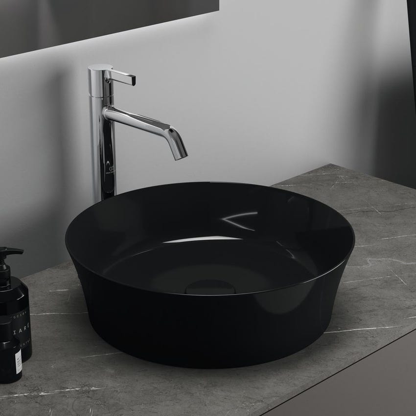 Immagine di Ideal Standard IPALYSS lavabo da appoggio 40 cm, senza troppopieno, con piletta, colore nero E1398V2