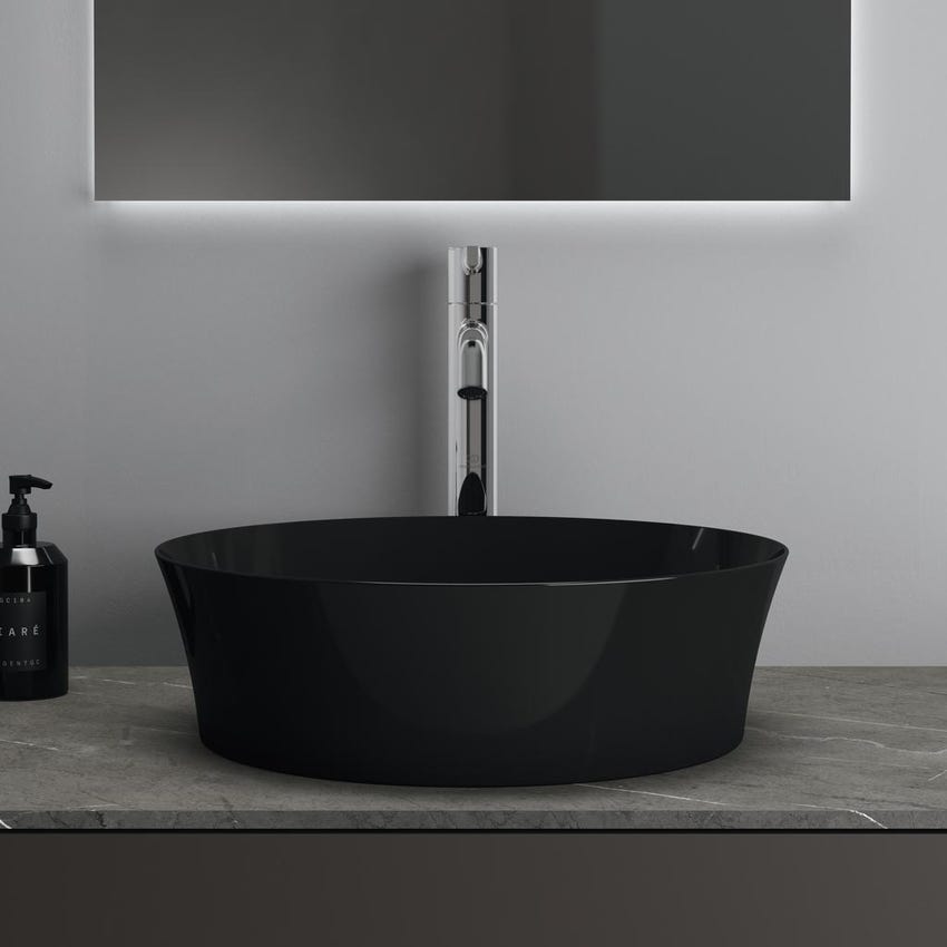 Immagine di Ideal Standard IPALYSS lavabo da appoggio 40 cm, senza troppopieno, con piletta, colore nero E1398V2