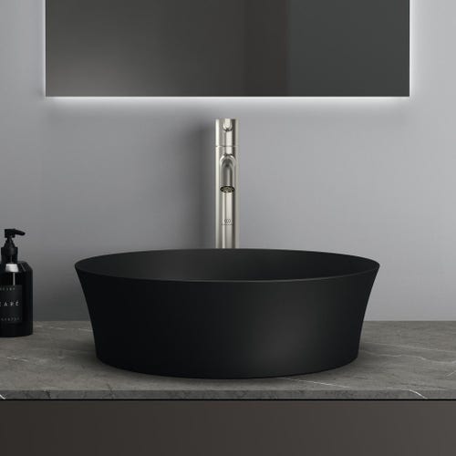 Immagine di Ideal Standard IPALYSS lavabo da appoggio 40 cm, senza troppopieno, con piletta, colore nero finitura opaco E1398V3