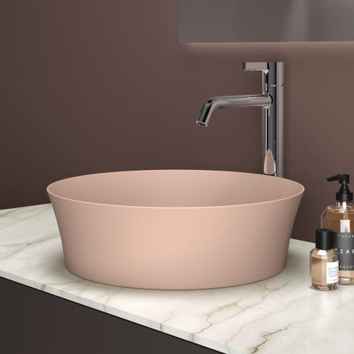 Immagine di Ideal Standard IPALYSS lavabo da appoggio 40 cm, senza troppopieno, con piletta, colore rosa pallido finitura opaco E1398V7