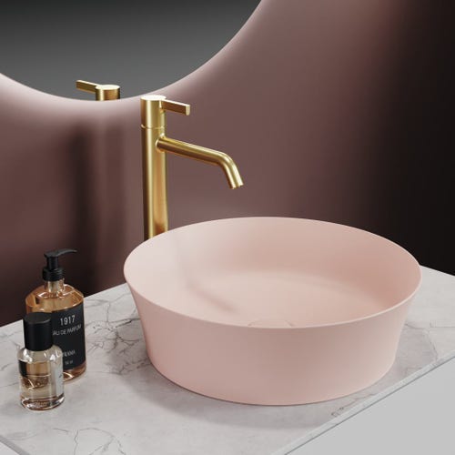 Immagine di Ideal Standard IPALYSS lavabo da appoggio 40 cm, senza troppopieno, con piletta, colore rosa pallido finitura opaco E1398V7