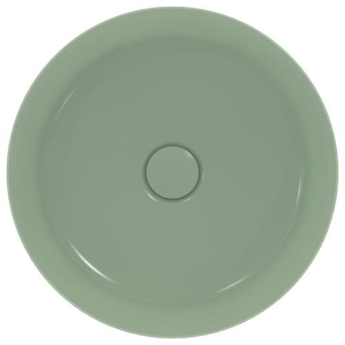 Immagine di Ideal Standard IPALYSS lavabo da appoggio 40 cm, senza troppopieno, con piletta, colore salvia finitura opaco E1398X9